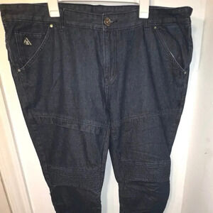 DNM Collection, dark wash 44W Moto relaxed fit Logo Denim￼￼